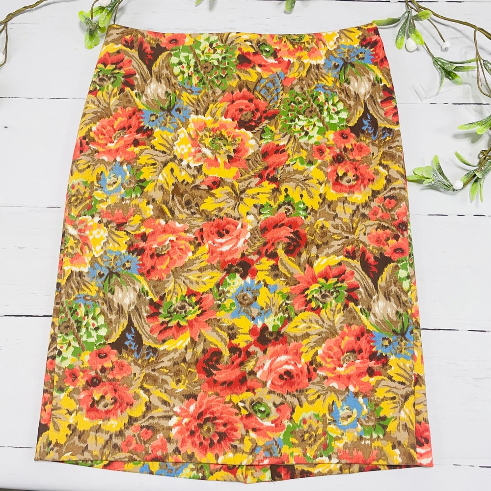 Tablots Beige Floral Pencil Skirt - Size 6 - Picture 1 of 8